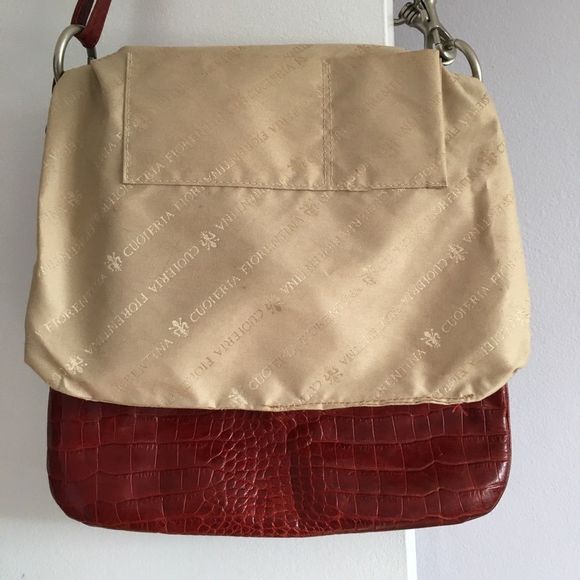 Cuoieria Fiorentina Italian leather square purse burgundy red faux croc pattern - Picture 14 of 16